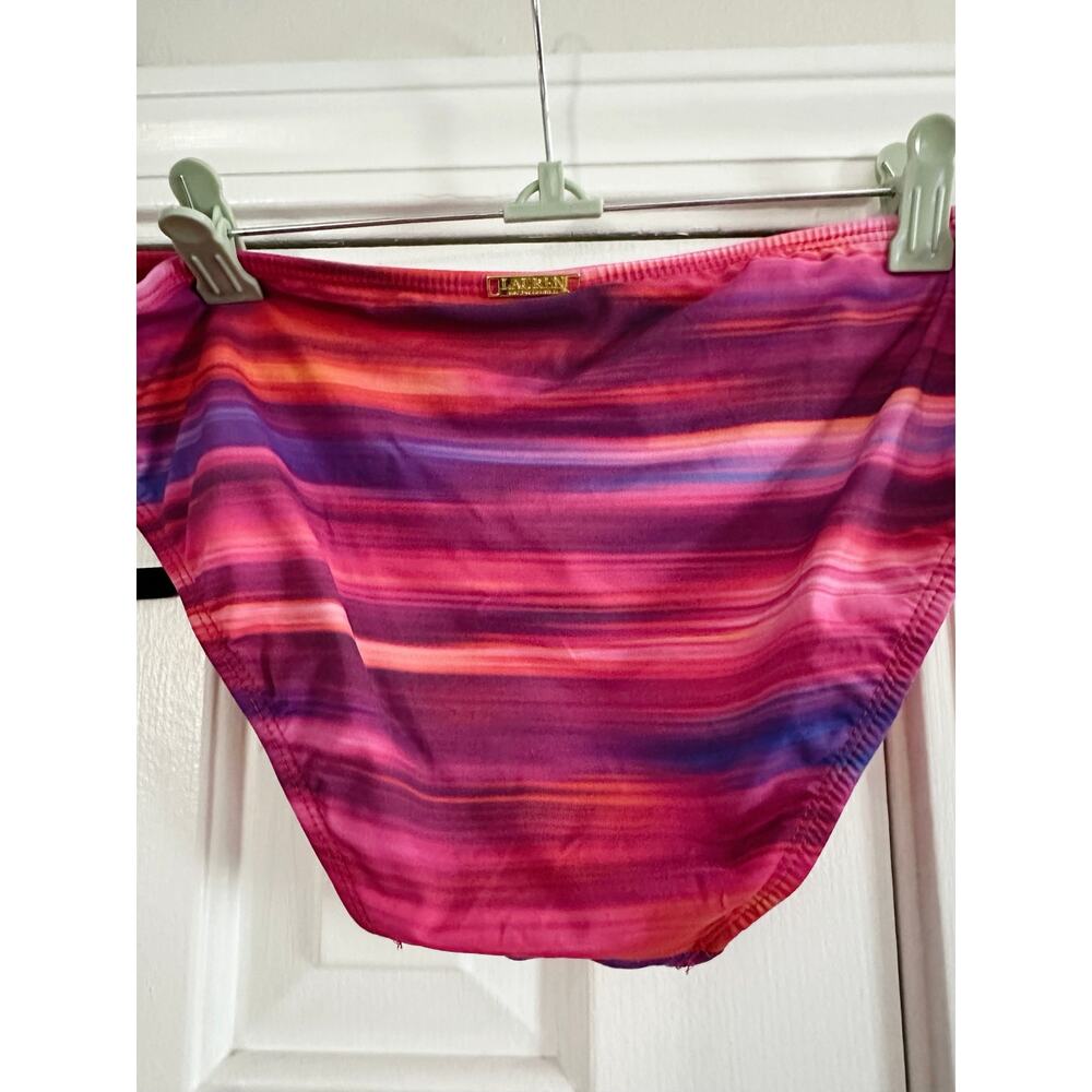 LAUREN RALPH LAUREN Pink Multi Ombre Ikat Bandeau Tankini Two-Piece - Sz 10 - Picture 8 of 12